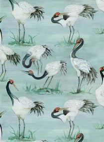 Vogel Tapete Cranes von Osborne & Little - Aqua