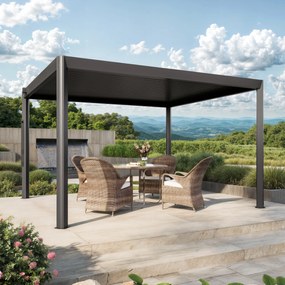 PRIMEYARD Pergola 4x3,5m, tetto lamellare, antracite - (GFPV01125)
