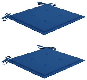Set da bistrot 3 pz con cuscini blu reale in massello di teak