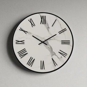 Orologio rotondo D60 cm ANSEL in kerlite Bianco con dettagli Nero