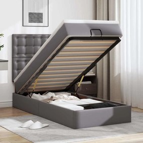 Letto Pouf Con Materasso Grigio 90x200 Cm Similpelle /