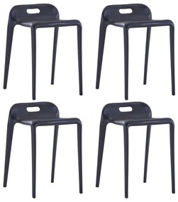 Sgabelli Impilabili 4 Pz Neri İn Plastica /