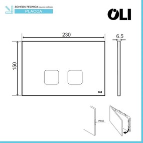 Placca cassetta wc Oli serie Plain in abs nero opaco con finitura soft touch