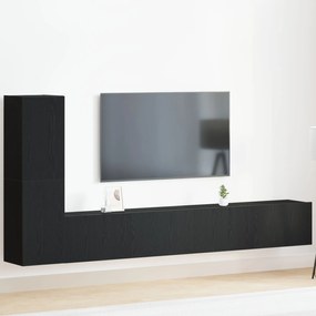 Set di mobili per tv a parete in 3 pezzi  in legno ingegnerizzato nero
