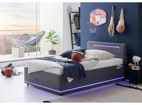 Letto da bambini grigio scuro imbottito rete non inclusa 140x200 cm Circle – Meise Möbel