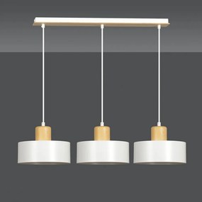 Lampadario a Sospensione in Acciaio e Legno TORIN 3 Nero 3xE27 Colore del corpo Bianco