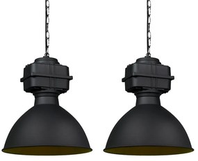 Set di 2 lampade a sospensione industriali piccoli nero opaco - SICKO