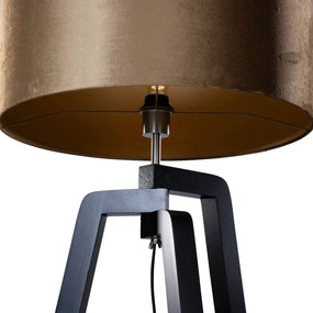 Lampada da Terra Nera con Paralume in Velluto Bronzo 50cm - Puros