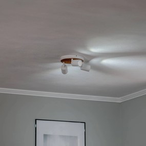 Envostar Tino Faretto da soffitto a 3 luci rotondo bianco/legno