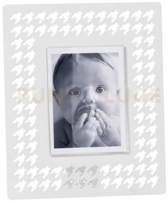 Portafoto di design pied de poule piccolo bianco marmo in ferro e p...