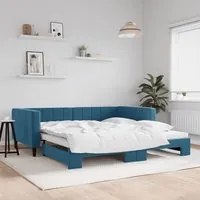 Divano Letto con Letto Estraibile Blu 100x200 cm in Velluto 3196697