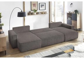 Divano letto angolare a "U" in velluto a coste grigio scuro Nihad - Bobochic Paris