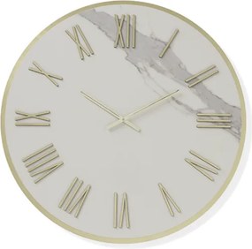 Orologio rotondo D60 cm ANSEL in kerlite Bianco con dettagli Oro