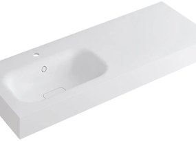 Lavabo integrale a sinistra rettangolare L 120.5 x H 15 x P 46 cm in resina bianco