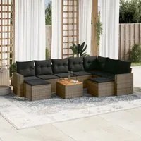 Set Divano da Giardino 10 pz con Cuscini Grigio in Polyrattan 3256739