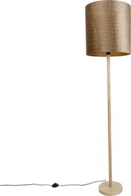 Lampada da terra in legno con paralume in velluto con design a coccodrillo 40cm - Mels