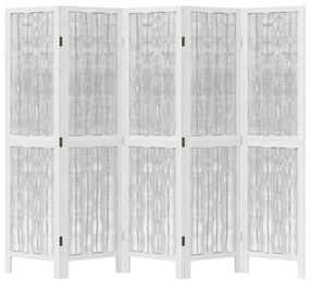 Divisorio ambienti 5pannelli bianco legno massello di paulownia
