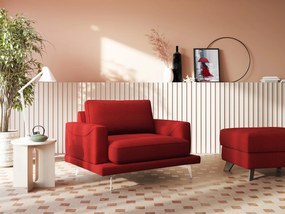 Dorian poltrona moderna in tessuto smacchiabile T05 rosso