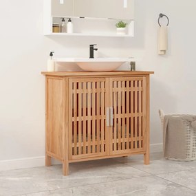 Mobile Lavabo Da Bagno 66x29x61,5cm Legno Massello Di Noce /