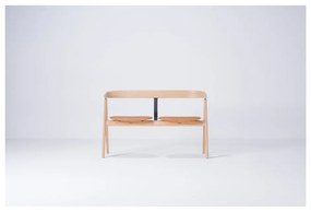 Panca in legno di quercia con seduta in pelle Ava - Gazzda