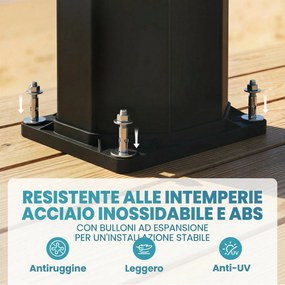 Doccia Solare 18x14x215 cm Capacità 35L Protezione Antigelo 2 Soffioni Rubinetto per Piedi in Plastica e ABS Nero...