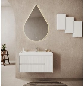 Mobile sottolavabo e lavabo Portofino per vasca centrale bianco in mdf L 100 x H 50.5 x P 40 cm, 1 anta 2 cassetti
