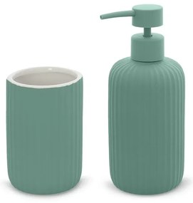 Set accessori bagno 2 pezzi in ceramica verde soft touch Spring
