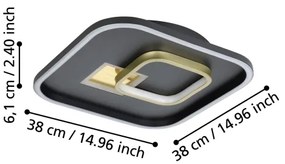 Eglo 901245 - Plafoniera LED TIRIOLO LED/16,2W/230V+1xLED/9,2W nero/oro