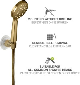 Supporto per soffione doccia senza foratura oro opaco in plastica Libertà – Wenko