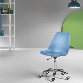 Sedia ufficio in polipropilene con seduta ecopelle base metallo CARLA BLU