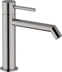 Rubinetto per lavabo a canna media getto aerato Stilo nichel spazzolato satinato H 21 cm