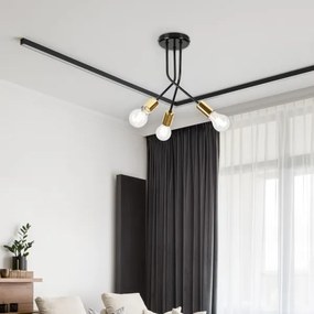 Lampadario a sospensione con supporto rigido PRIYA 3xE27/15W/230V nero