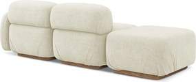 Chaise lounge componibile color crema (con penisola a sinistra) con rivestimento in bouclé Ailani – Makamii