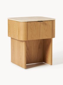 Comodino in legno con piano in travertino Zumi