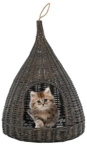 Cesta per Gatti Cuscino Grigio 40x60cm Teepee Salice Naturale