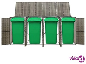 vidaXL Copribidone Quadruplo Grigio 274x80x117 cm in Polyrattan