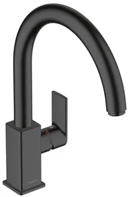 Rubinetto da cucina fisso a collo di cigno Vernis Shape nero verniciato opaco HANSGROHE