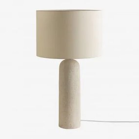 Lampada da tavolo Otile in lino e fibra di vetro Bianco - Sklum