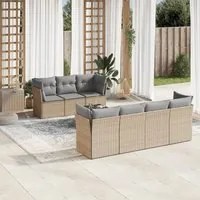 Set Divano da Giardino 8 pz con Cuscini Beige in Polyrattan 3249118