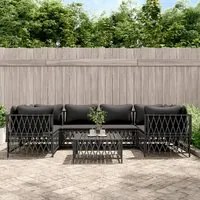 Set Divani da Giardino 7 pz con Cuscini Antracite in Acciaio 3186921