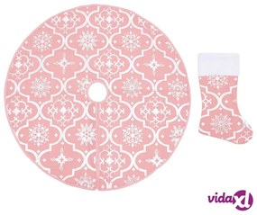 vidaXL Gonna Albero Natale Raffinata con Calza Rosa Tessuto 122 cm