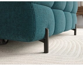 Divano angolare blu allungabile/con contenitore (con penisola a destra/con chaise lounge) con rivestimento in bouclé Felro – ELTAP
