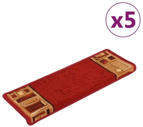 Tappetini Per Scale Autoadesivi 5pz 65x21x4 Cm Rossi /