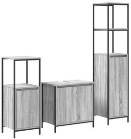 Set di mobili da bagno a 3 pezzi  in legno ingegnerizzato grigio sonoma
