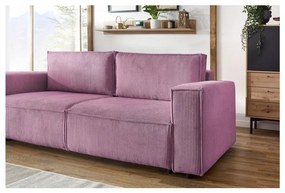 Divano letto in velluto a coste rosa 245 cm Nihad - Bobochic Paris