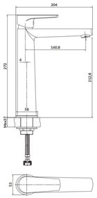 Cersanit S951-585 - Rubinetto del lavandino MODUO 27,2 cm nero