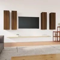 Mobili TV 4 pz Rovere Marrone 30,5x30x110 cm Legno Multistrato 3120334