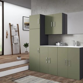 Mobile lavanderia con lavabo incluso Desi 2 ante in mdf verde P 49 x L 70 x H 90 cm