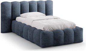 Letto singolo imbottito blu scuro con contenitore con rete inclusa 90x200 cm Lupine – Micadoni