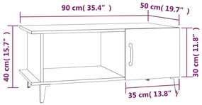 Tavolino da Salotto Rovere Fumo 90x50x40 cm Legno Multistrato